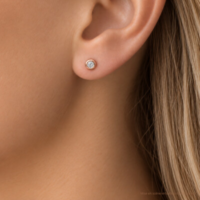 Boucles d'oreilles Bulles en or rose et diamants
