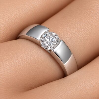 Bague SoHo en or blanc et diamant certifié