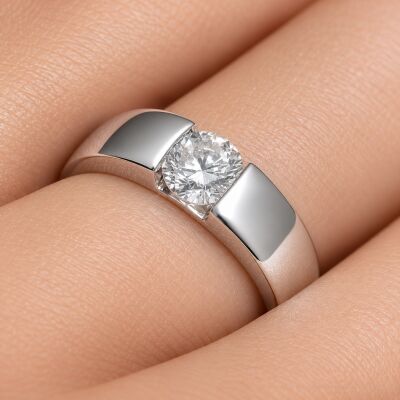 Bague SoHo en or blanc et diamant certifié