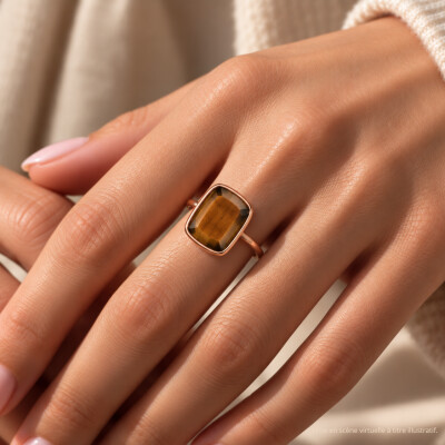 Bague Luna B en or rose et œil de tigre