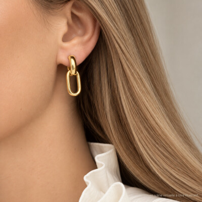 Boucles d'oreilles en or jaune maille ovale
