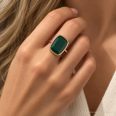 Bague Luna B en or rose et agate
