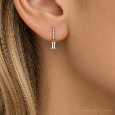 Boucles d'oreilles Art Déco en or blanc et diamants