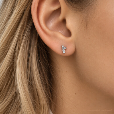 Boucles d'oreilles Art Déco en or blanc et diamants