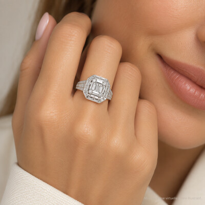 Bague Art Déco en or blanc et diamants