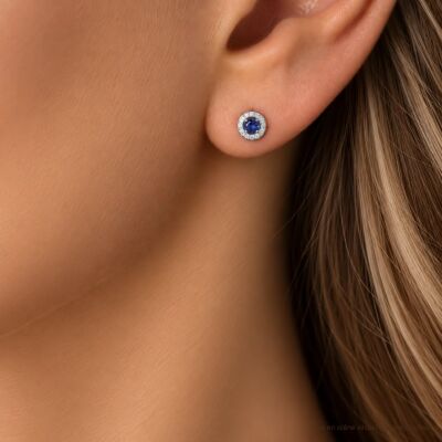 Boucles d'oreilles 1897 en or blanc, saphirs et diamants