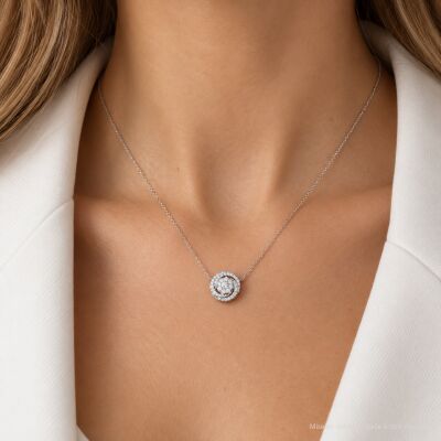 Pendentif en or blanc et diamants
