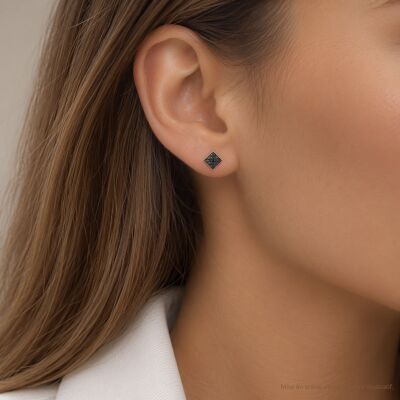 Boucles d'oreilles Luna B en or rose et diamants noirs
