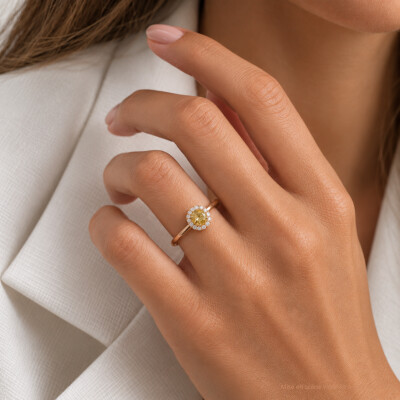 Bague 1897 en or rose, saphir jaune et diamants