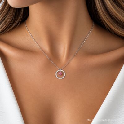 Collier 1897 en or blanc, saphirs roses et diamants