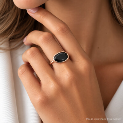 Bague Luna B en or rose et onyx