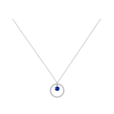 Collier 1897 en or blanc, saphir bleu et entourage diamants
