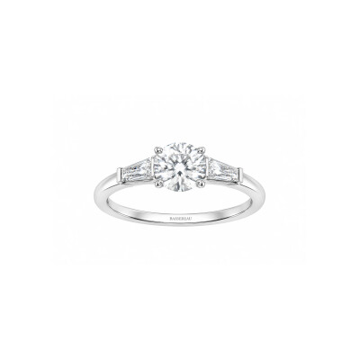 Bague Art Déco en or blanc et diamants certifié