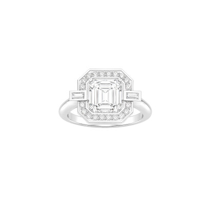 Bague Art Déco en or blanc et diamants certifiée