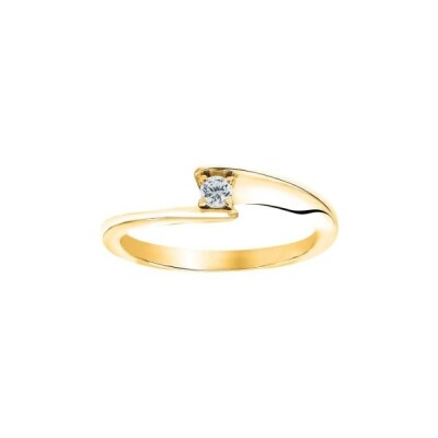 Solitaire Envol en or jaune et diamant