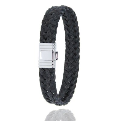 Bracelet en crin de cheval tressé et fermoir en acier, Sorraïa