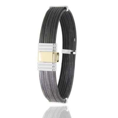 Bracelet en corne de buffle avec fermoir acier et or 18kt