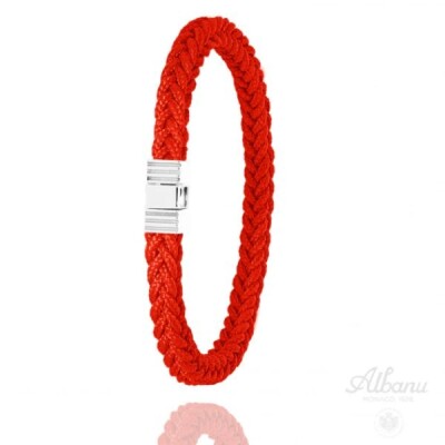 Bracelet corde tressée rouge et fermoir en acier