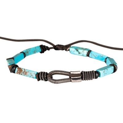 Bracelet en corde de basse et pierres tubes naturelles