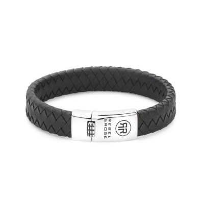 Bracelet cuir tressé gris anthracite
