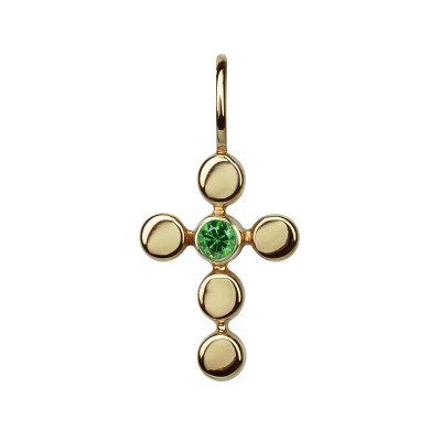 Pendentif Croix Isabelle langlois Or Rose et Tsavorite