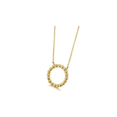 Collier en Or Jaune Pendentif Cercle Perlé