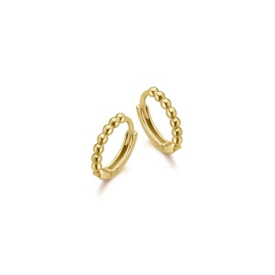 Boucles d'Oreilles Le Carré Or Jaune Perlée Petit Modèle