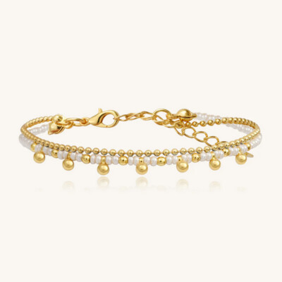 Bracelet Pampilles et Perles Blanches