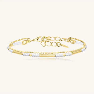 Bracelet Tubes et Perles Blanches