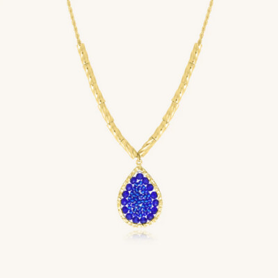 Collier Ysé Doré et Perles Bleues