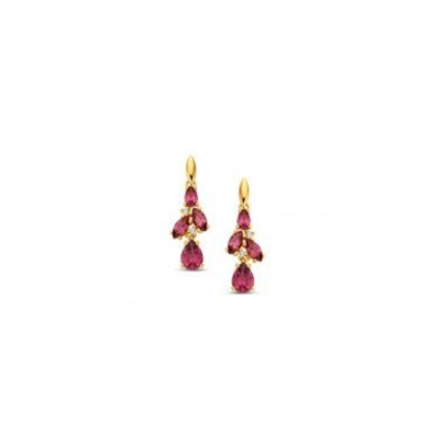 Boucles d'Oreilles PIGOU Or Jaune et Rhodolites