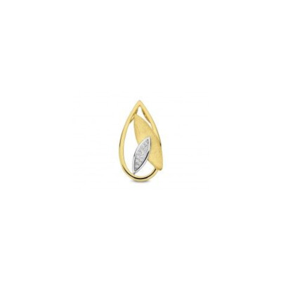 Pendentif Feuille Or Jaune et Diamant