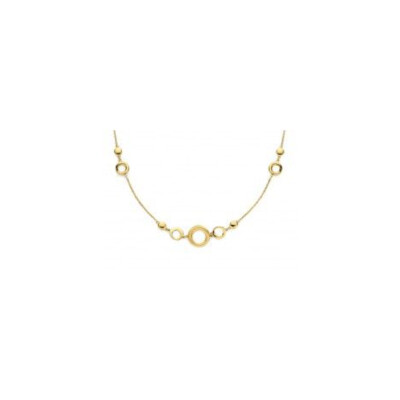Collier Or Jaune Cercles Brossés et Pastilles