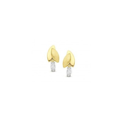 Boucles d'Oreilles Or Jaune Brossé et Oxyde
