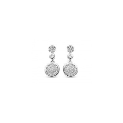 Boucles d'Oreilles Or Blanc Pavées Diamants