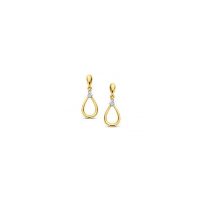 Boucles d'Oreilles Pendantes Or Jaune et Diamants