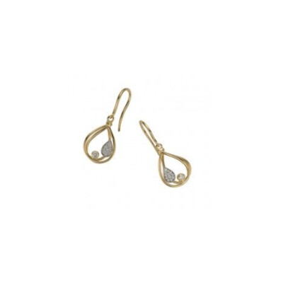 Boucles d'Oreilles Or Jaune Gouttes Pavées Diamants