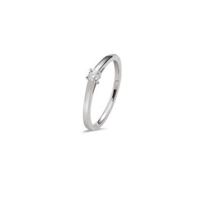 Solitaire Or Blanc Serti Carré 4 Griffes