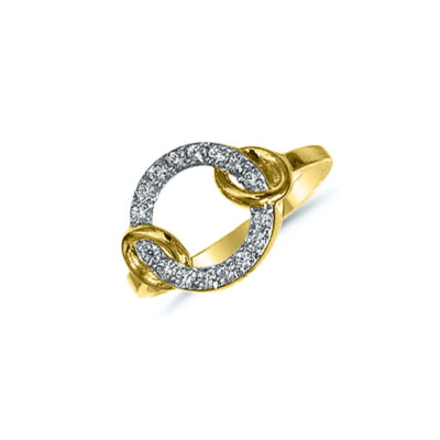 Bague Or Jaune avec Cercle Ajouré Serti de Diamants