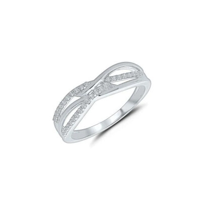 Bague Or Blanc Liens Entrelacés et Diamants
