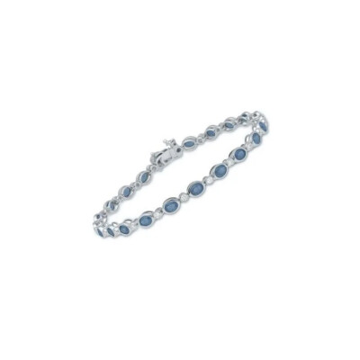 Bracelet Or Blanc Rivière Saphirs et Diamants