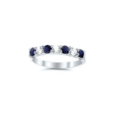 Alliance Or Blanc Demi-Tour Saphirs et Diamants