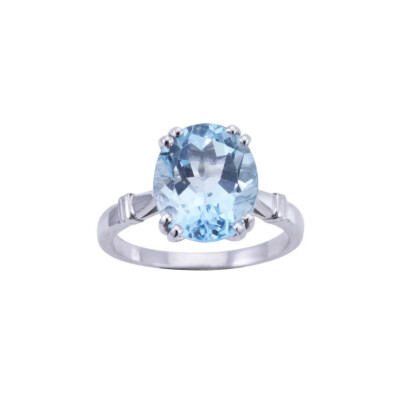 Bague Or Blanc et Topaze Ovale