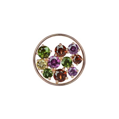 Pendentif Sac de Billes Grenat, Tourmaline Verte, Quartz et Rhodolite