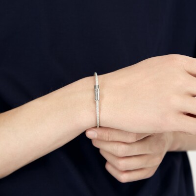 Bracelet le gramme Câble guilloché pyramide en argent poli, 9 grammes