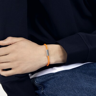 Bracelet le gramme Câble Nato orange en argent poli, 7 grammes