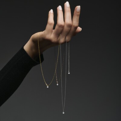 Collier La Brune & La Blonde 360° en or rose et diamant de 0.10ct