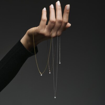 Collier La Brune & La Blonde 360° en or blanc et diamant de 0.07ct