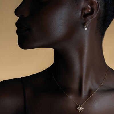 Boucles d'oreilles créoles La Brune & La Blonde 360° en or rose et diamants de 0.14ct