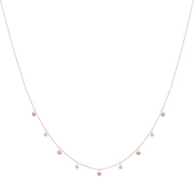 Collier La Brune & La Blonde Mini rivière confetti en or rose, saphir rose et diamants